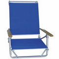 US Made Deluxe 4 Position High Back Aluminum Beach Recliner w/ Wood Arms